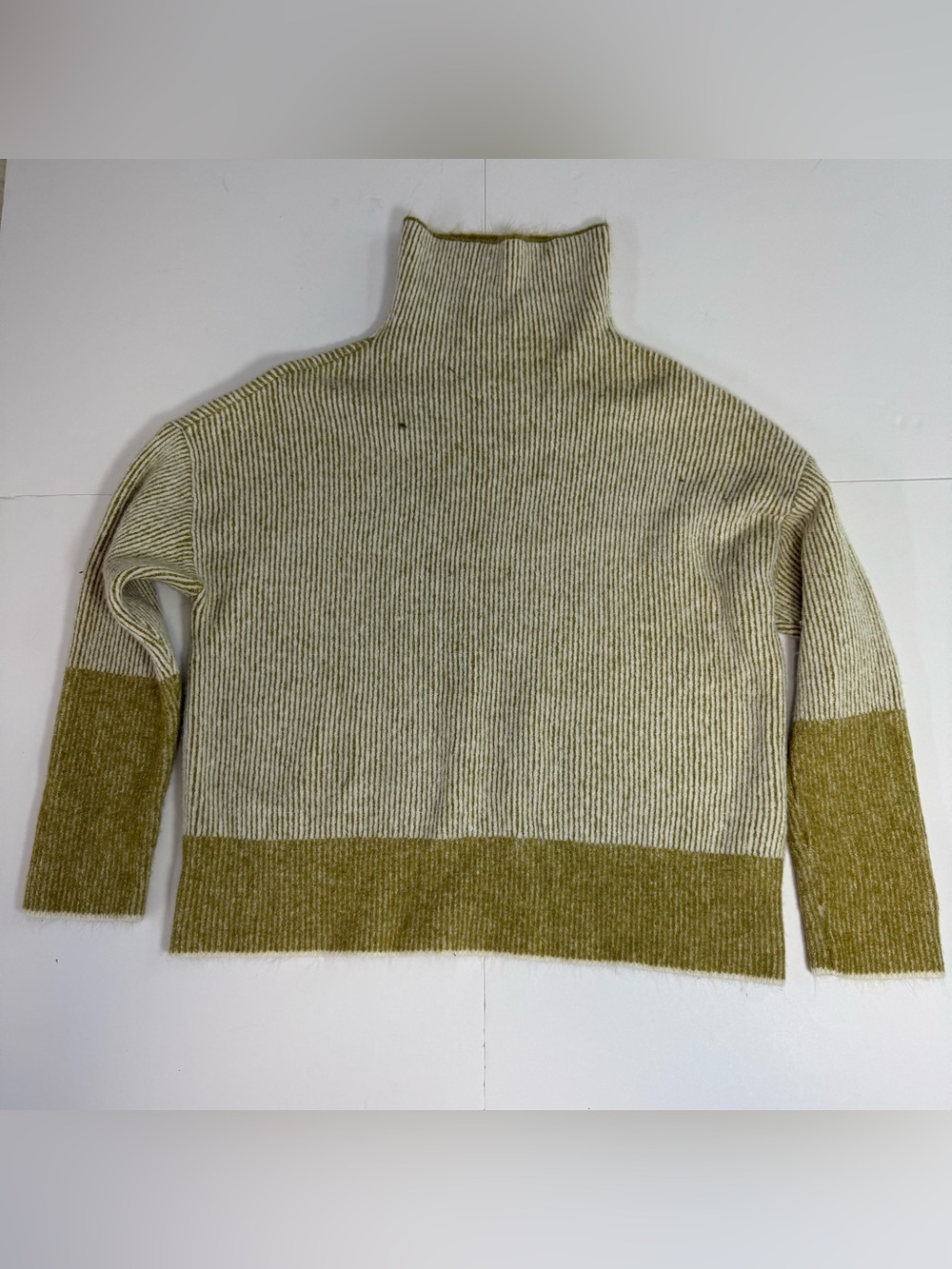 Calvin Klein Jeans Camel and Cream Colorblock Turtleneck Sweater